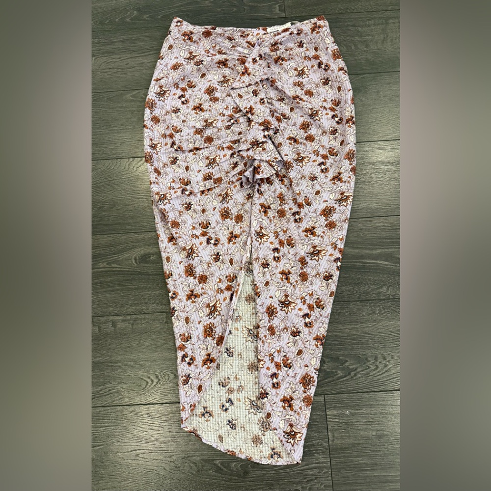 Veronica Beard lavender and brown asymmetrical skirt.